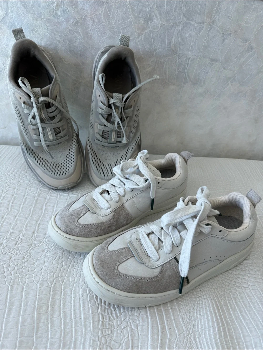 ZARA TWO PAIRS OF Kids Gray Athletic and white/gray Sneakers both size 36